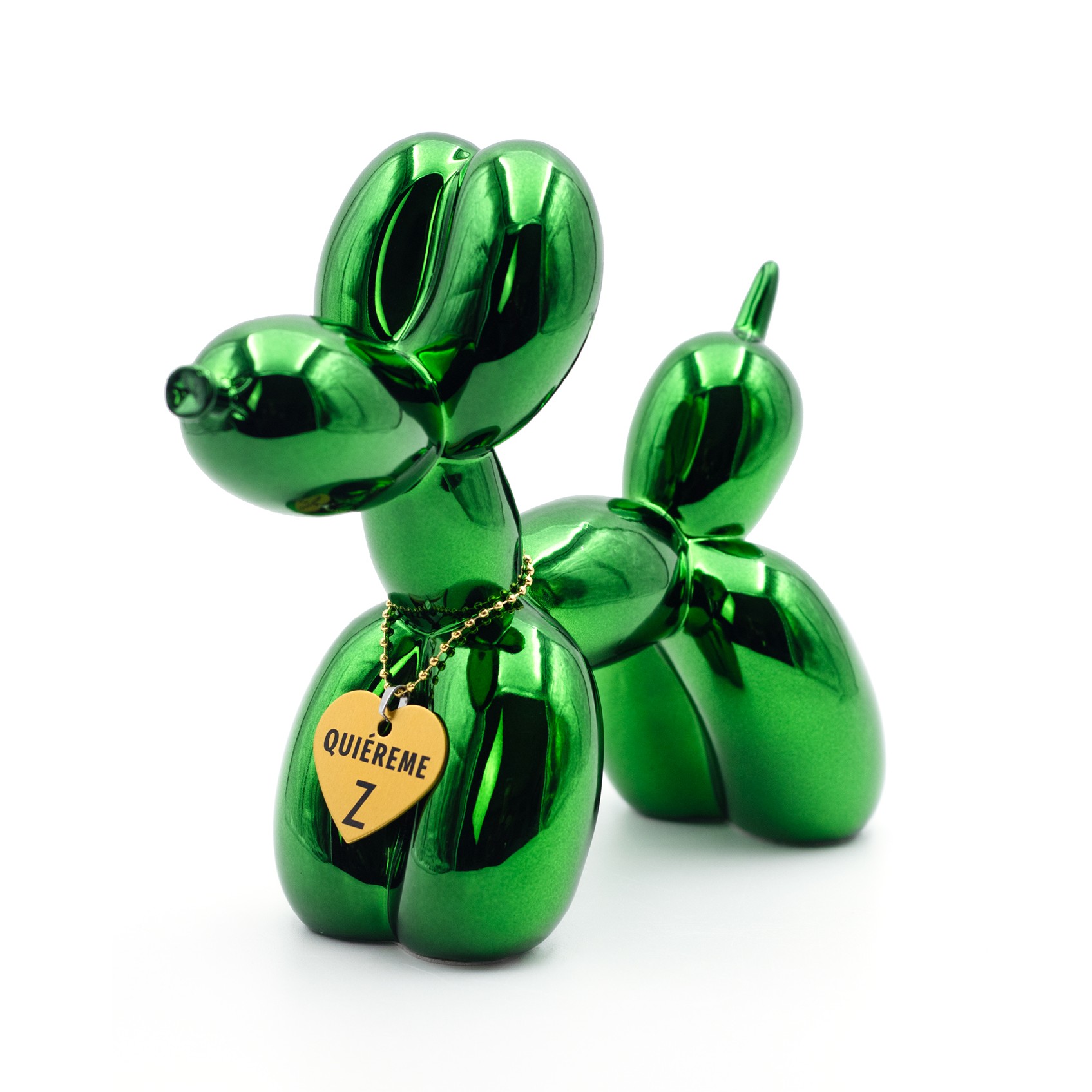 Perro globo decorativo verde metálico grande