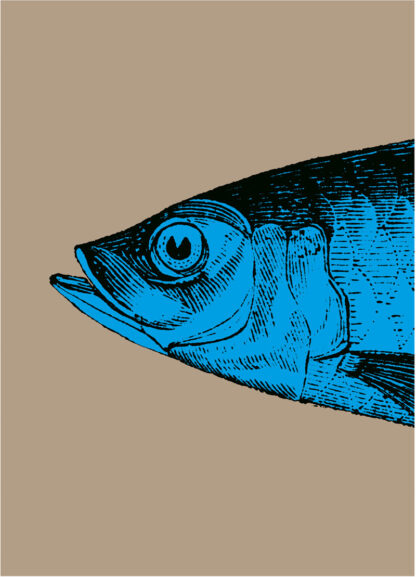 Sardine head blue/taupe print