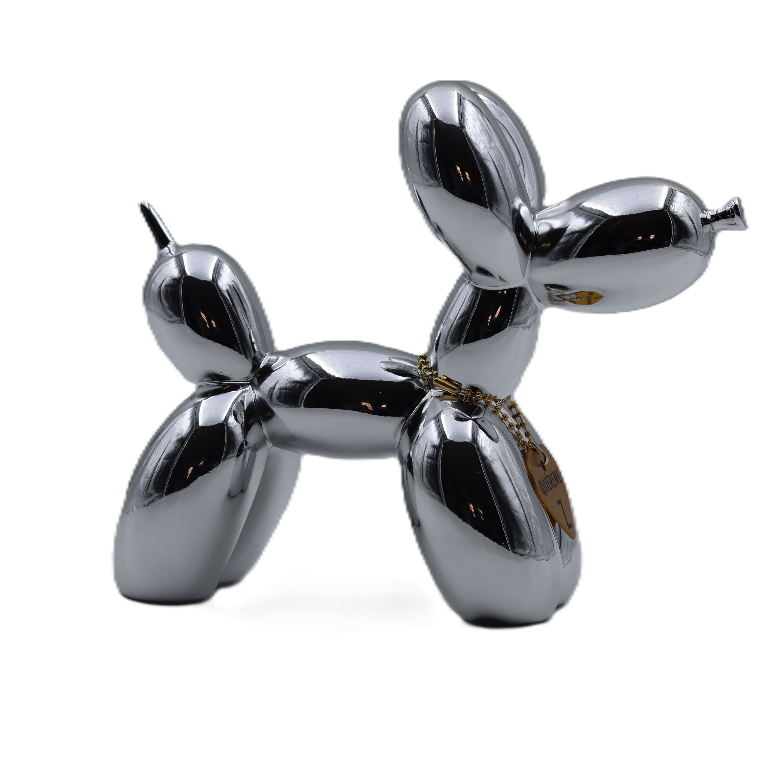 Perro globo decorativo plateado metálico grande