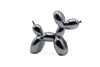 Balloon dog metallic silver 49€