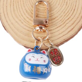 Bag charm- Lucky Cat Amulet Blue